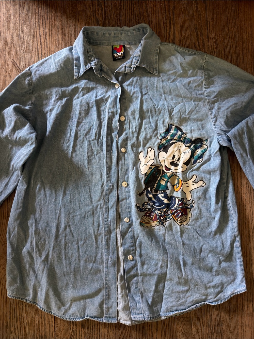 Vintage blue denim “Mickey Unlimited” Jerry Leion button down